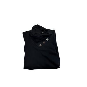 Women's Black Cowl Neck Button Sweater